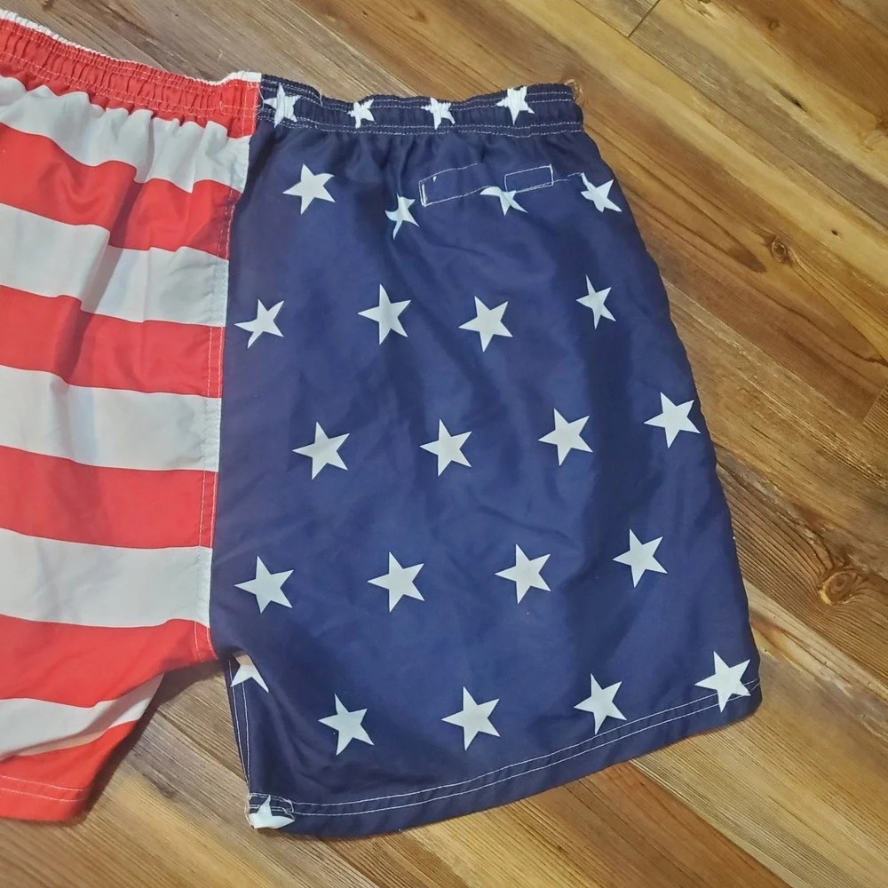 Exist Swim Mens 3XL American Flag Trunks Stars Stripes Patriotic Board Shorts